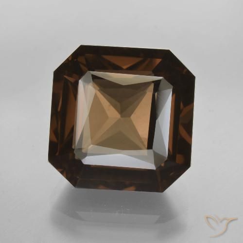 10.54ct 天然 ヒッコリーブラウン スモーキークォーツ, エメラルドカット, VVS