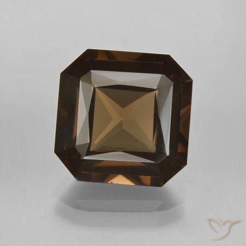 6.62ct 天然 ダークブラウン スモーキークォーツ, エメラルドカット, VVS-VS
