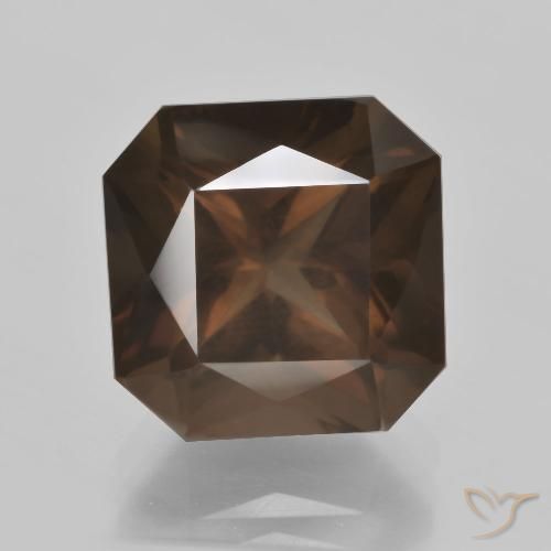 7.50ct 天然 ミディアムブラウン スモーキークォーツ, エメラルドカット, VS