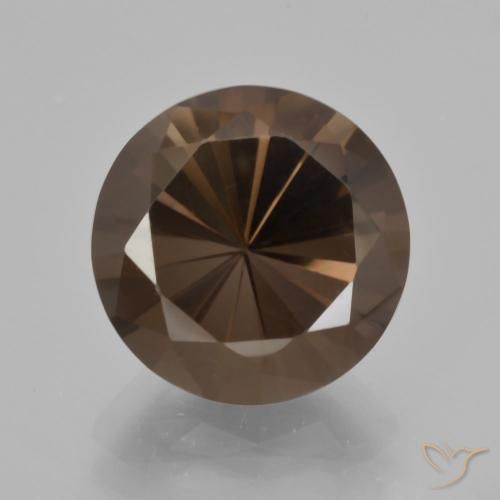5.97ct 天然 ダークブラウン スモーキークォーツ, ラウンド, VVS
