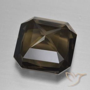 11.64カラットの天然ミディアムブラウンスモーキークォーツ、八角形 / エメラルドカット、VVS-VS
