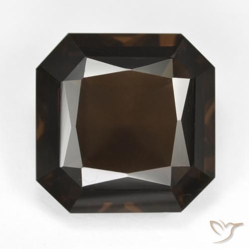 11.86ct 天然 ダークブラウン スモーキークォーツ, エメラルドカット, VVS
