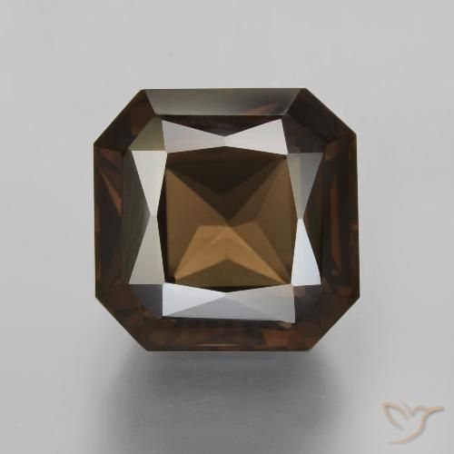 12.25ct 天然 アンバーブラウン スモーキークォーツ, エメラルドカット, VVS