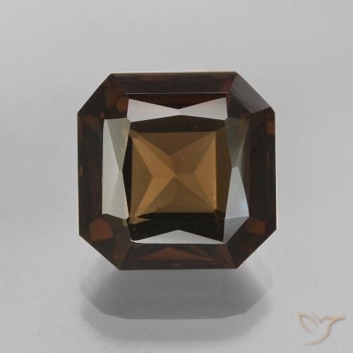 7.63ct 天然 アンバーブラウン スモーキークォーツ, エメラルドカット, VVS