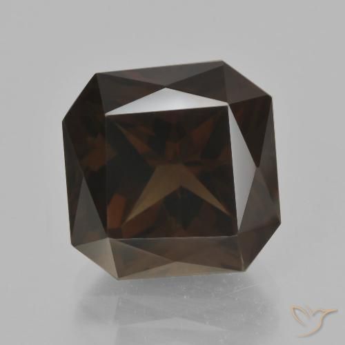 8.35ct 天然 濃いチョコレートブラウン スモーキークォーツ, エメラルドカット, VVS