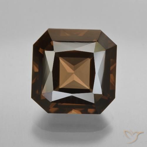 8.21ct 天然 赤みがかったブラウン スモーキークォーツ, エメラルドカット, VVS