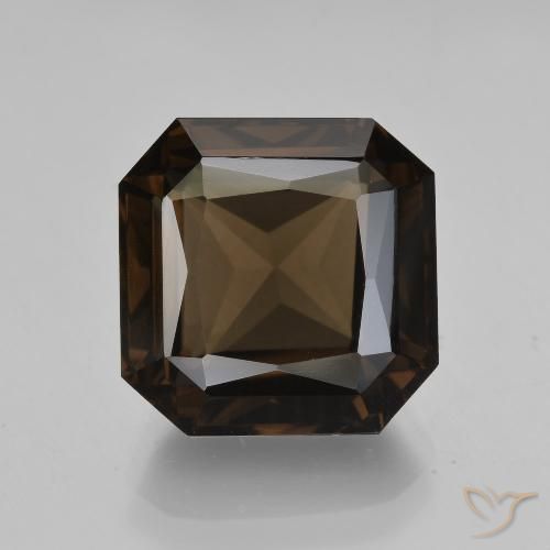 8.83ct 天然 ダークブラウン スモーキークォーツ, エメラルドカット, VVS-VS