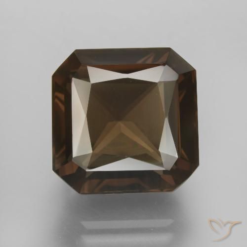 9.55ct 天然 ミディアムブラウン スモーキークォーツ, エメラルドカット, VVS