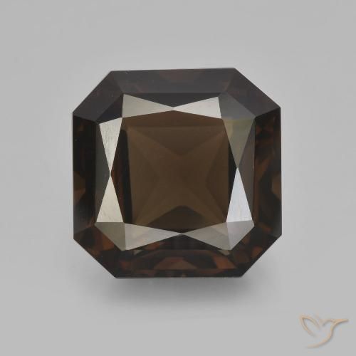 9.40ct 天然 ダークブラウン スモーキークォーツ, エメラルドカット, VVS