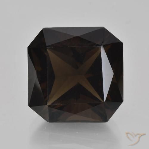 9.38ct 天然 ダークブラウン スモーキークォーツ, エメラルドカット, VVS