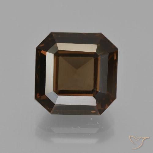 5.10ct 天然 ヒッコリーブラウン スモーキークォーツ, エメラルドカット, VS