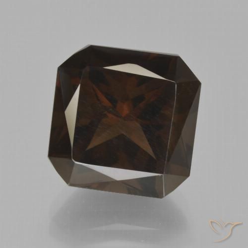 8.80ct 天然 ミディアムブラウン スモーキークォーツ, エメラルドカット, VS