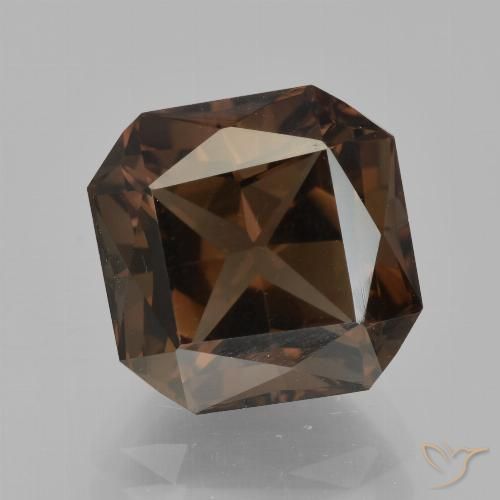 5.51ct 天然 赤みがかったブラウン スモーキークォーツ, エメラルドカット, VVS-VS