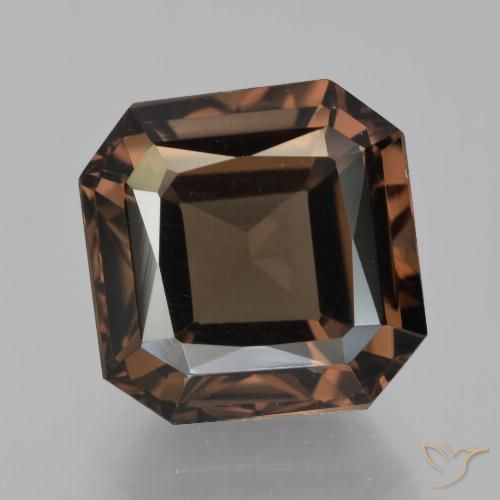 6.42ct 天然 赤みがかったブラウン スモーキークォーツ, エメラルドカット, VVS-VS
