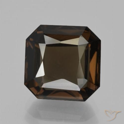 5.07ct 天然 ミディアムブラウン スモーキークォーツ, エメラルドカット, VS