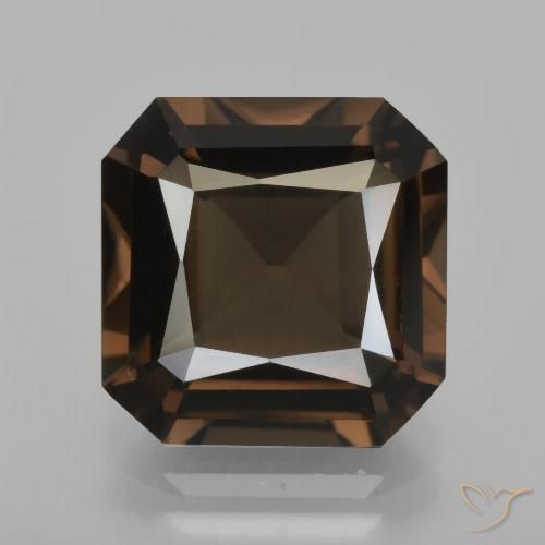 5.33ct 天然 ヒッコリーブラウン スモーキークォーツ, エメラルドカット, VS