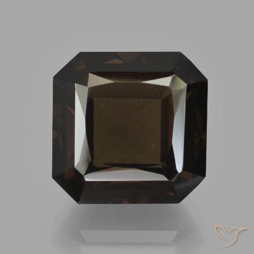 10.74ct 天然 ダークブラウン スモーキークォーツ, エメラルドカット, VVS-VS
