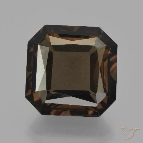 10.26ct 天然 ダークブラウン スモーキークォーツ, エメラルドカット, VS
