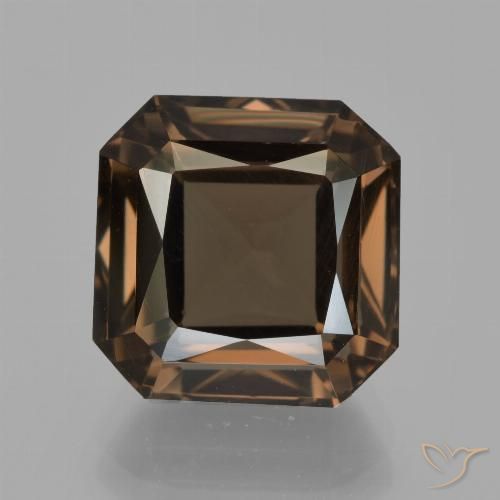 7.63ct 天然 ブラウン スモーキークォーツ, エメラルドカット, VS