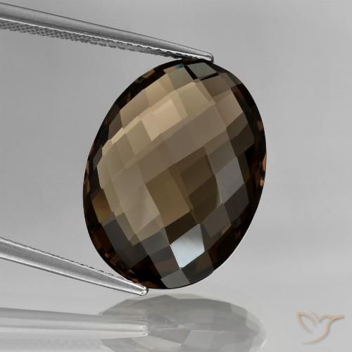 13.61ct 天然 ダークブラウン スモーキークォーツ, 楕円形, VVS