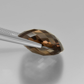 13.13カラットの天然アンバーブラウンスモーキークォーツ、クッションカット、VVS