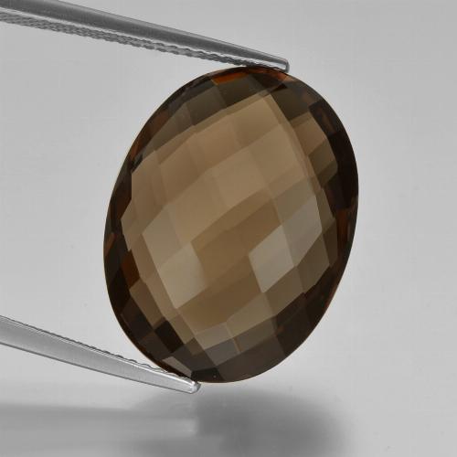 14.29カラットの天然チョコレートブラウンスモーキークォーツ（20×15.1 mm・オーバルカット）
