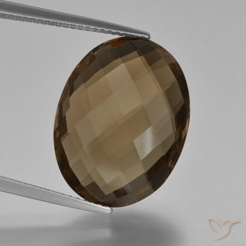 14.03ct 天然 アンバーブラウン スモーキークォーツ, 楕円形, VVS