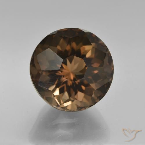 7.66ct 天然 チョコレートブラウン スモーキークォーツ, ラウンド, VVS