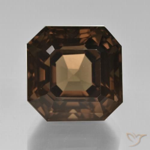 12.31ct 天然 ミディアムブラウン スモーキークォーツ, エメラルドカット, VVS