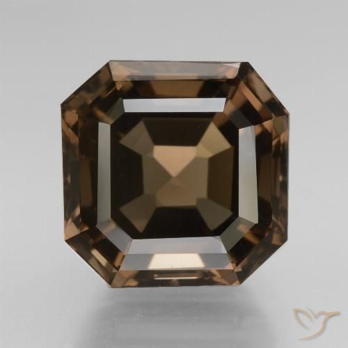 7.94ct 天然 ダークブラウン スモーキークォーツ, エメラルドカット, VVS