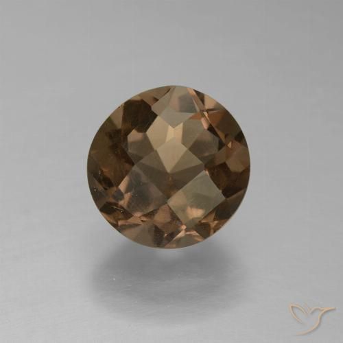 1.53ct 天然 ミディアムダークブラウン スモーキークォーツ, ラウンド, VS