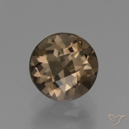1.63ct 天然 薄いモカ スモーキークォーツ, ラウンド, VVS-VS