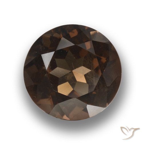 3.96ct 天然 ダークブラウン スモーキークォーツ, ラウンド, VS