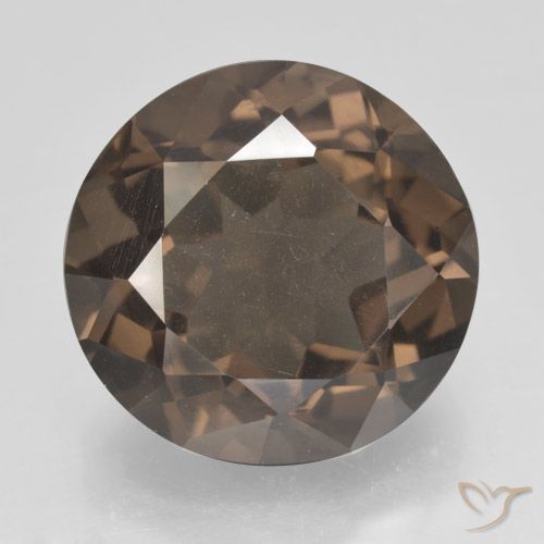 11.46ct 天然 ミディアムダークブラウン スモーキークォーツ, ラウンド, VS