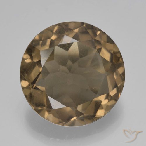 5.22ct 天然 ミディアム薄いブラウン スモーキークォーツ, ラウンド, VS
