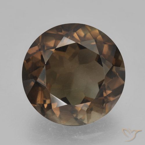 5.09ct 天然 ダークブラウン スモーキークォーツ, ラウンド, VVS-VS