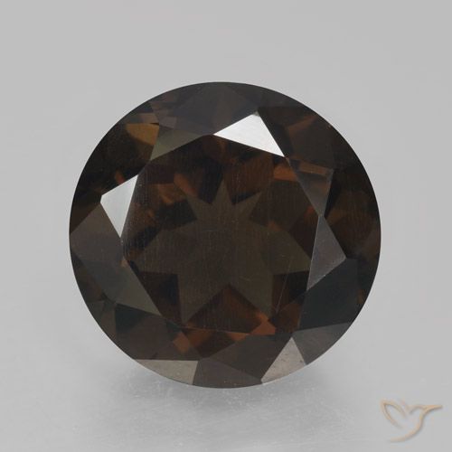 4.79ct 天然 濃いチョコレートブラウン スモーキークォーツ, ラウンド, VVS-VS