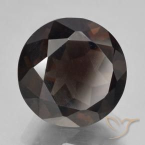 5.28カラットの天然濃いチョコレートブラウンスモーキークォーツ、ラウンドカット、VVS-VS