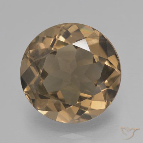 6.45ct 天然 ミディアム薄いブラウン スモーキークォーツ, ラウンド, VVS-VS