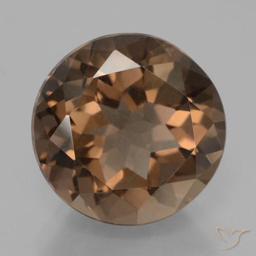 7.40ct 天然 ミディアムブラウン スモーキークォーツ, ラウンド, VS