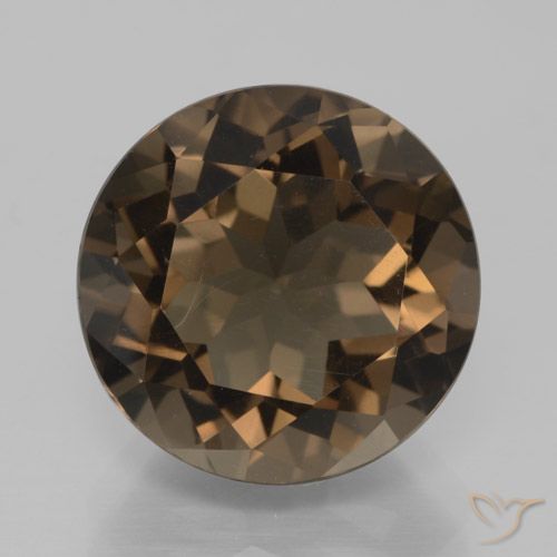 7.67ct 天然 ウォームブラウン スモーキークォーツ, ラウンド, VVS-VS
