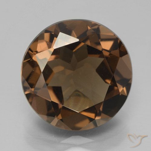 6.54ct 天然 ヒッコリーブラウン スモーキークォーツ, ラウンド, VVS-VS