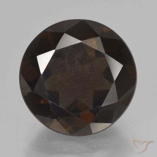 6.63ct 天然 ダークブラウン スモーキークォーツ, ラウンド, VVS-VS