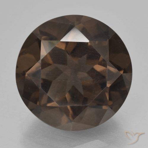 8.09ct 天然 ディープブラウン スモーキークォーツ, ラウンド, VVS-VS