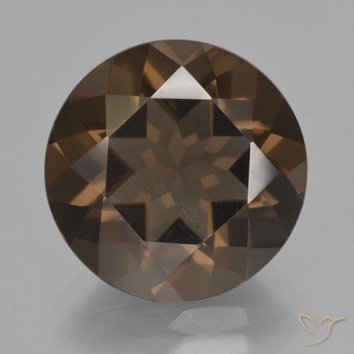 7.32ct 天然 ダークブラウン スモーキークォーツ, ラウンド, VVS-VS