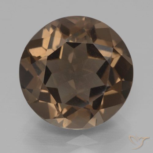 6.55ct 天然 ミディアムダークブラウン スモーキークォーツ, ラウンド, VVS-VS