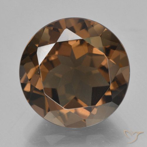 7.69ct 天然 ミディアムブラウン スモーキークォーツ, ラウンド, VVS-VS