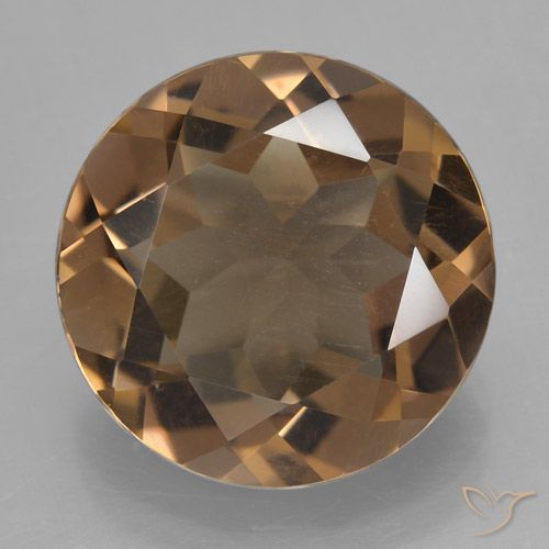 7.62ct 天然 ウォームブラウン スモーキークォーツ, ラウンド, VS