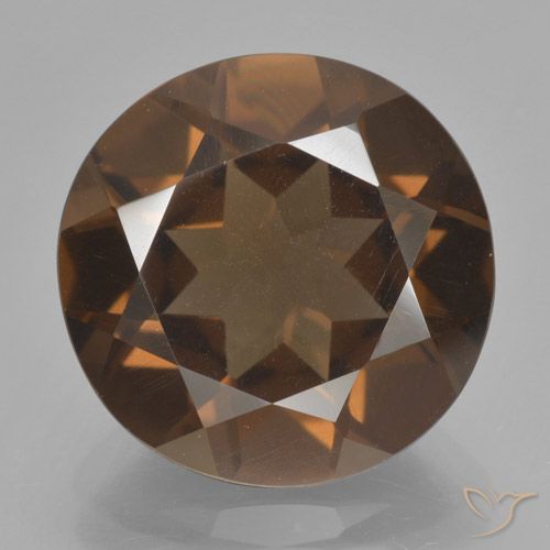 7.45ct 天然 ミディアムブラウン スモーキークォーツ, ラウンド, VS