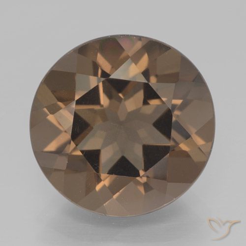 7.46ct 天然 ミディアムブラウン スモーキークォーツ, ラウンド, VVS-VS